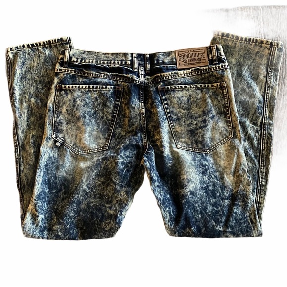 Acid Wash Jeans Denim Acid Wash Zipper Grindhouse Jeans B - Picture 4 of 8